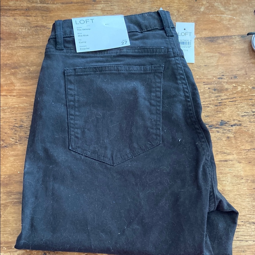 LOFT Mid-rise Black Brushed Pants size 27 (4)